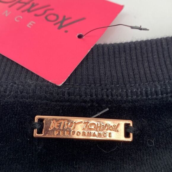 Betsey Johnson Performance Velour Criss-Cross Pullover Sweatshirt Black Small Ne - Picture 9 of 14